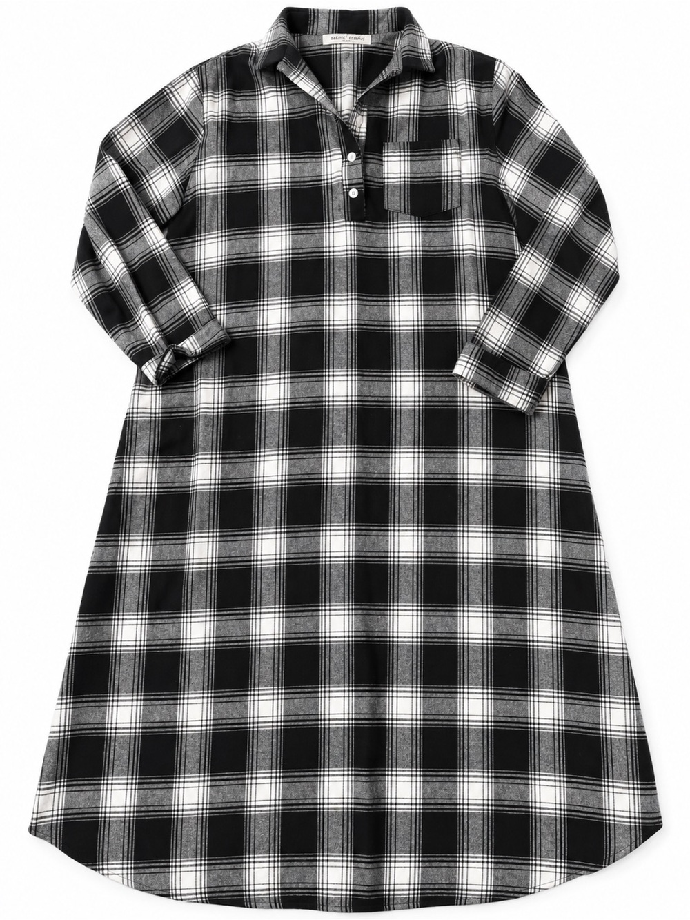 Black and White Plaid Sleep Shirt Nightdress